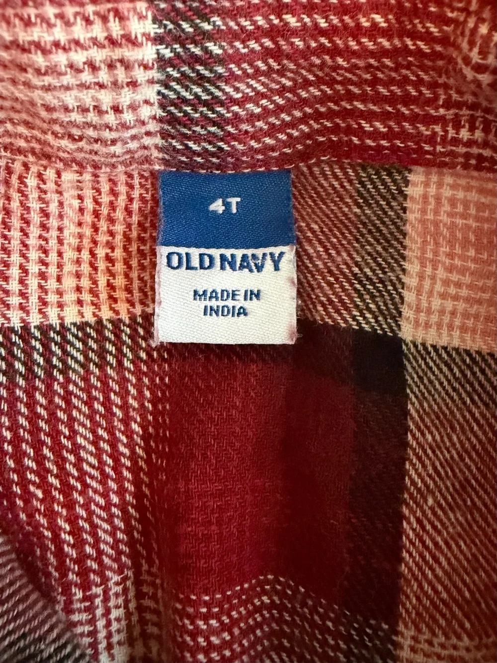 Old Navy Plaid Button-Up Flannel Shirt Boys Size 4T Red Black Pocket